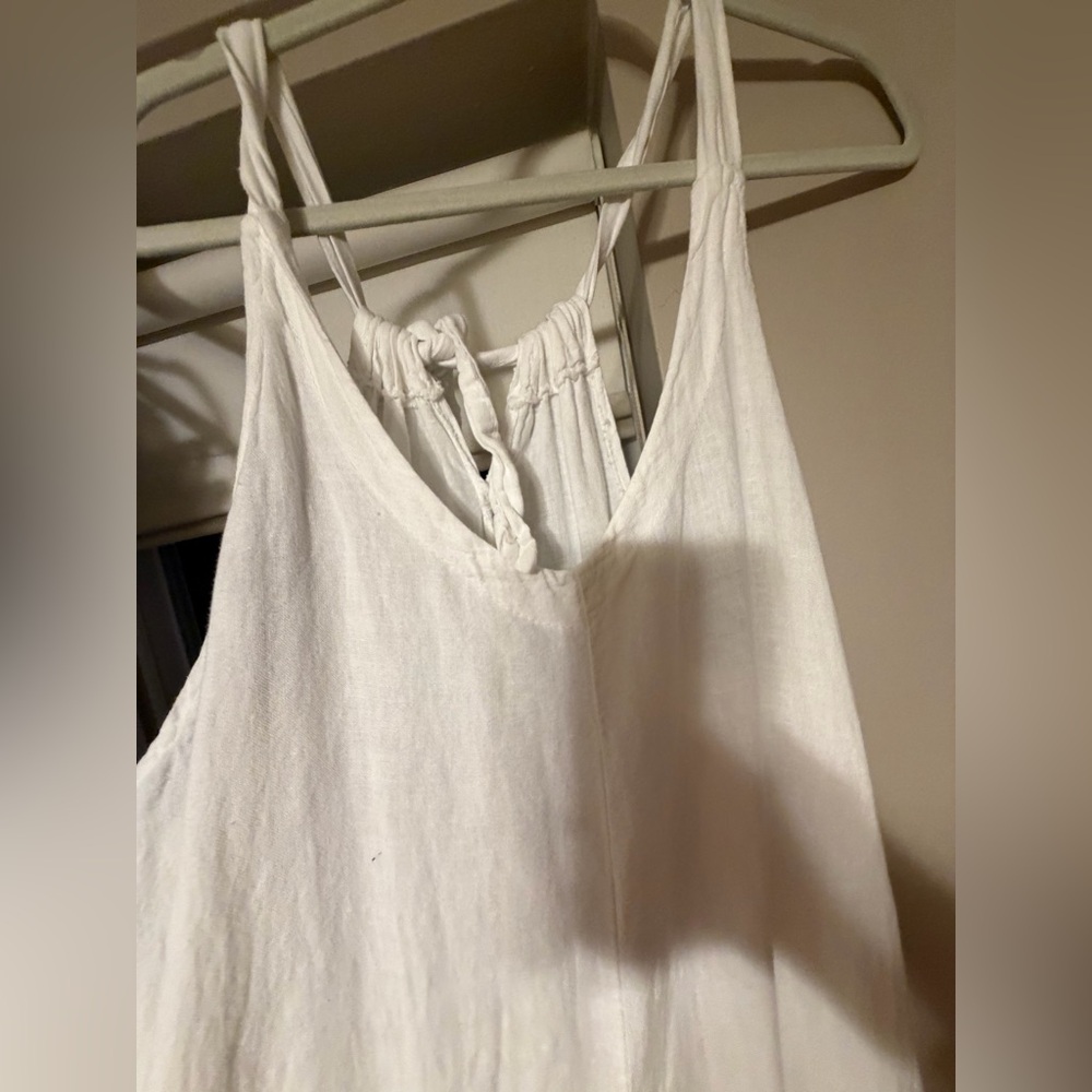 Elegant White Women's linen coverup romper